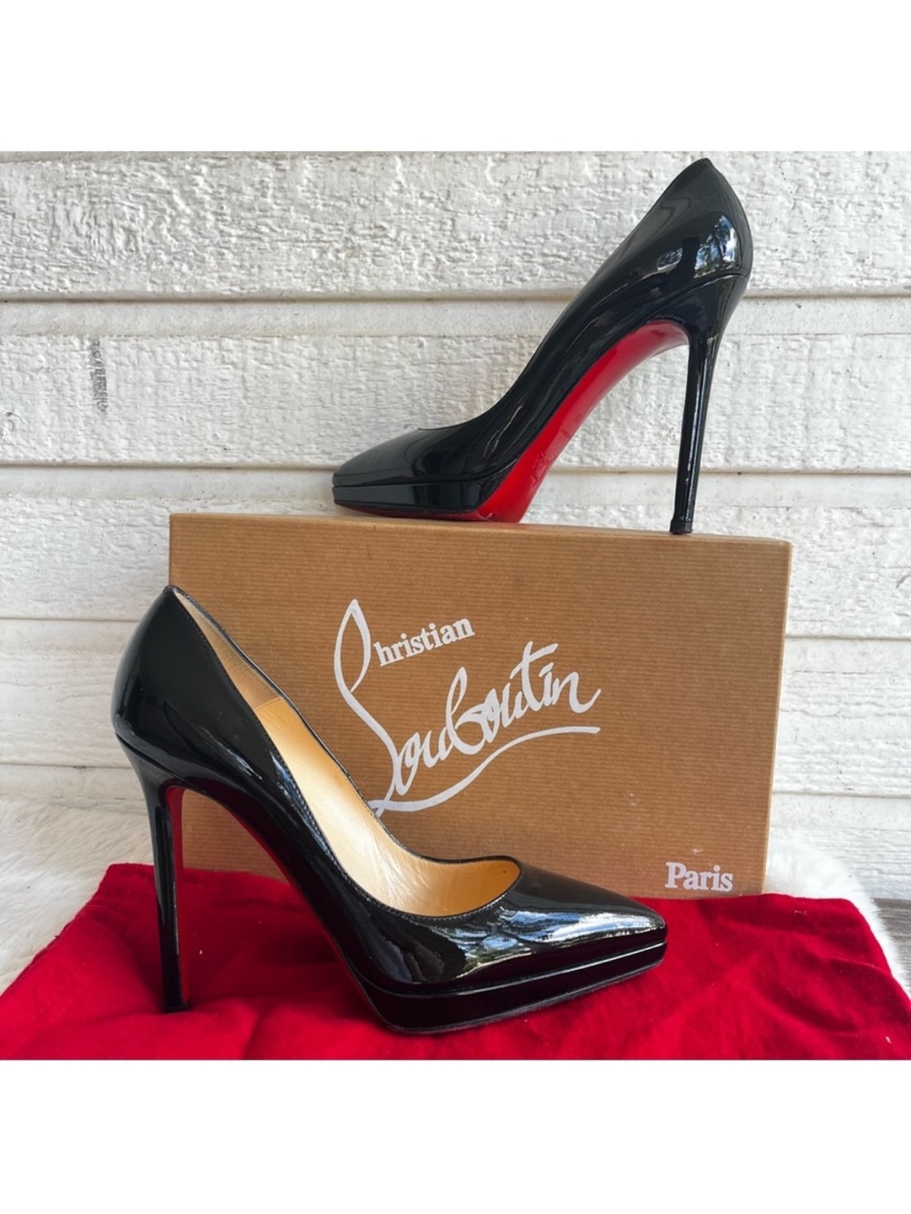 CHRISTIAN LOUBOUTIN Black Patent Pigalle Pointed actor Platform Heels sz. 38 - Picture 2 of 6